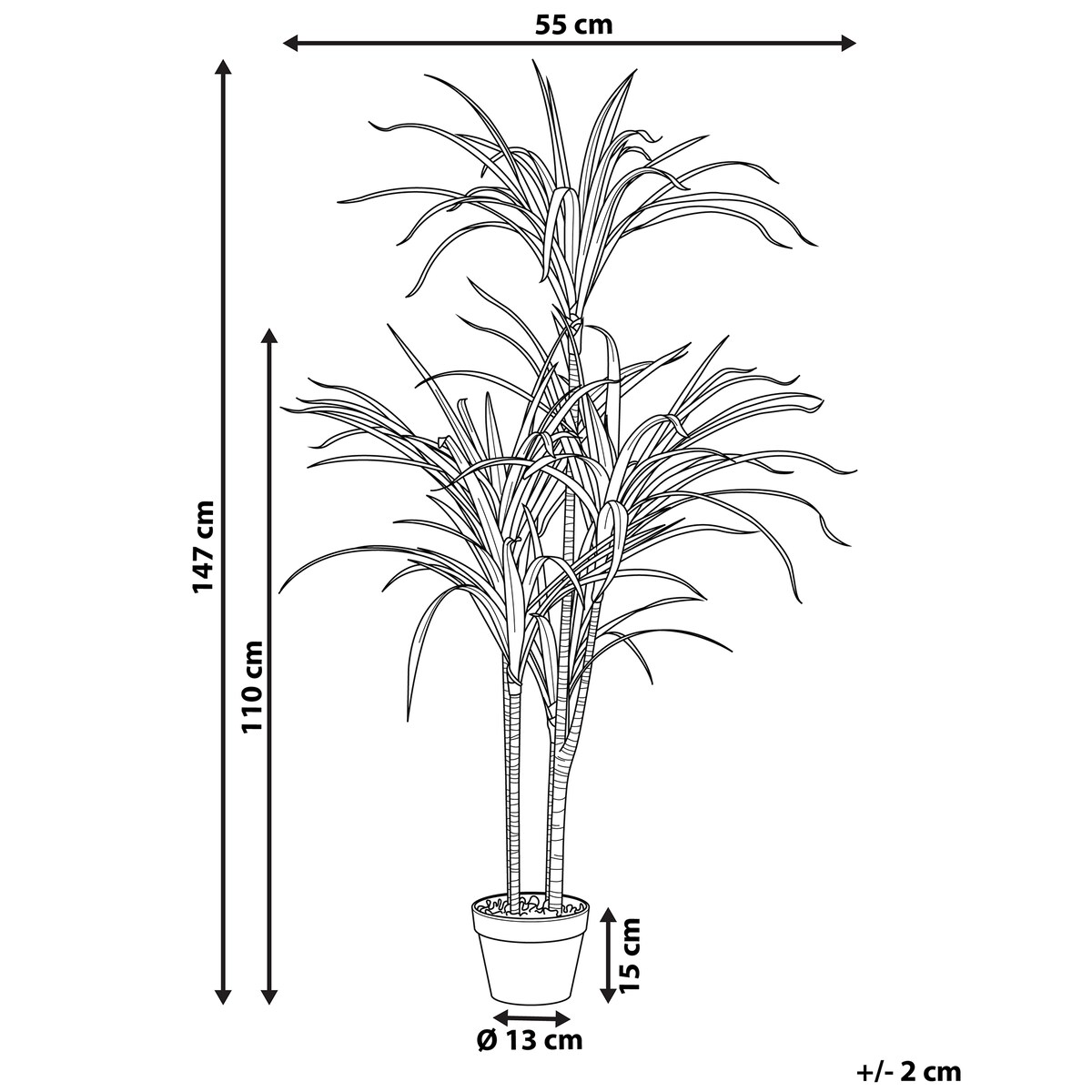 Sztuczna roślina DRACAENA ANITA 147 cm Zielony