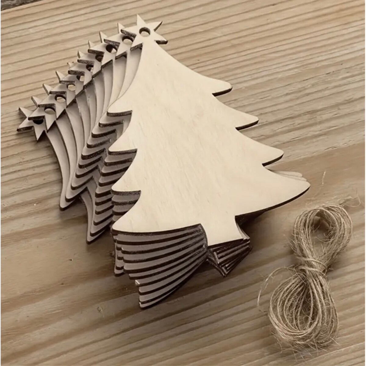 Drewniane zawieszki docoupage DIY choinki zestaw 10 sztuk bombki 8 cm