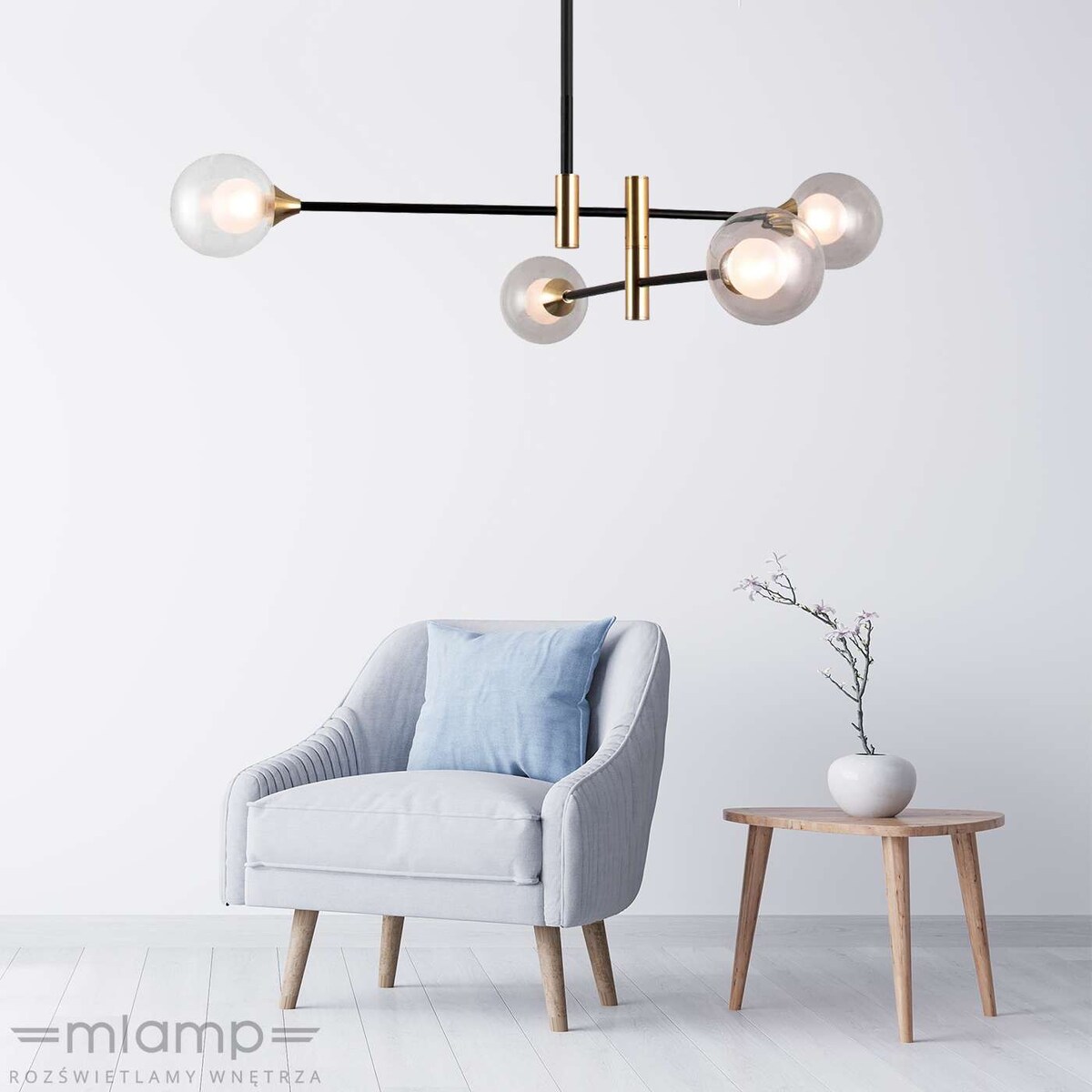LAMPA sufitowa MARINO PND-9148-4 Italux metalowa OPRAWA loftowe pręty kule balls molekuły czarne mosiądz