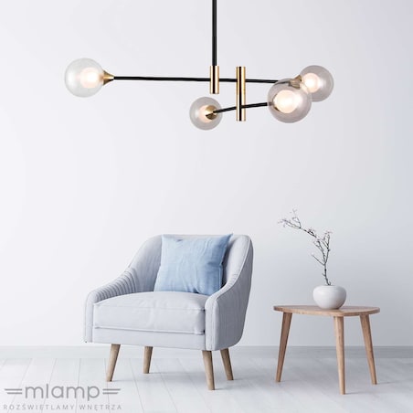 LAMPA sufitowa MARINO PND-9148-4 Italux metalowa OPRAWA loftowe pręty kule balls molekuły czarne mosiądz