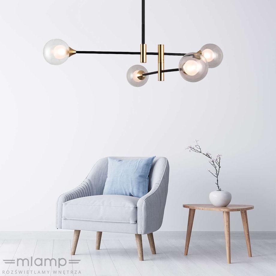 LAMPA sufitowa MARINO PND-9148-4 Italux metalowa OPRAWA loftowe pręty kule balls molekuły czarne mosiądz