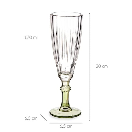 Kieliszek do prosecco cava, nóżka i podstawa z kolorowego szkła, 170 ml