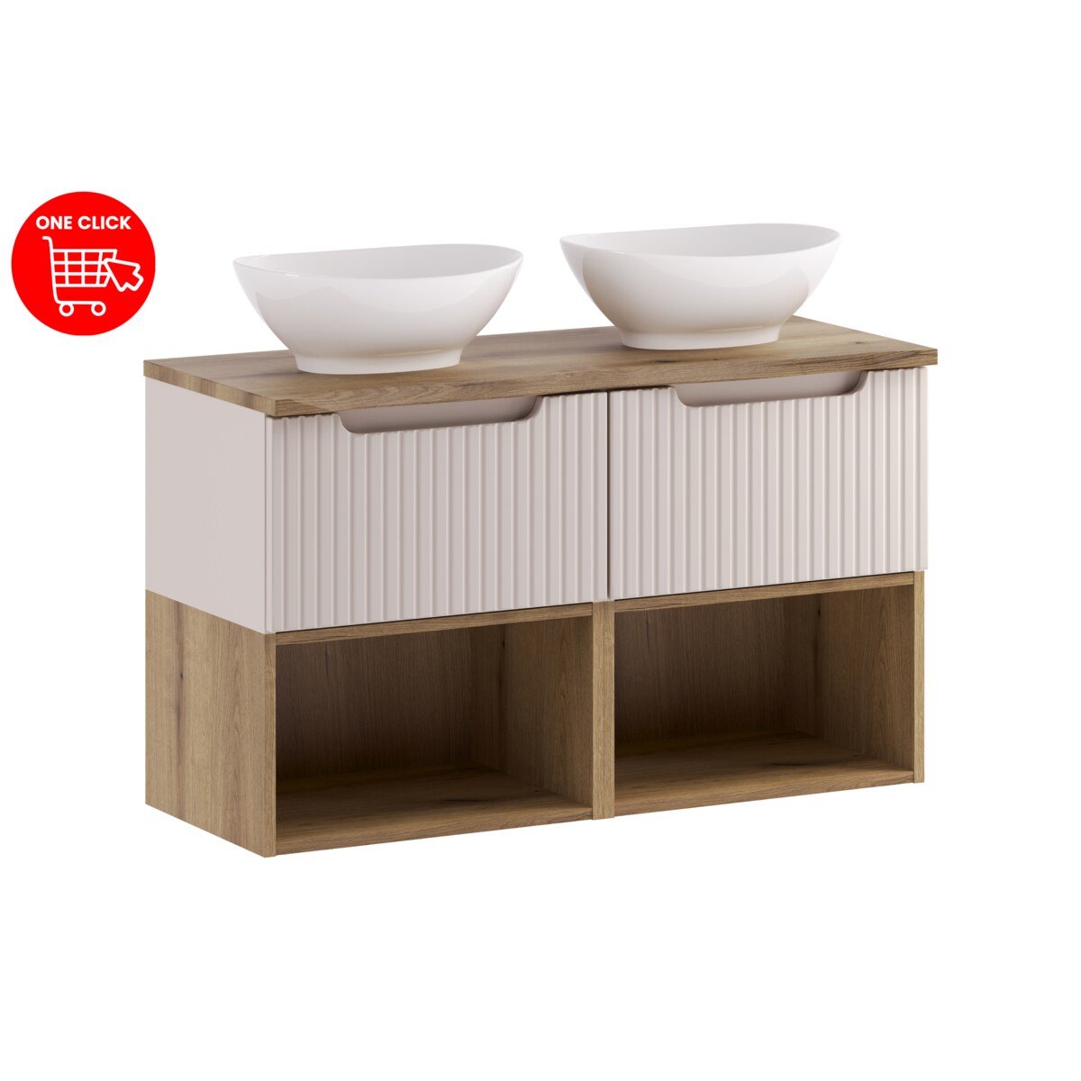 Zestaw meblowy 100cm z blatem i 2 umywalkami nablatowymi Lola SET-NOC B OAK 100CM 1S UN LOLA LR
