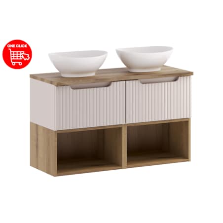 Zestaw meblowy 100cm z blatem i 2 umywalkami nablatowymi Lola SET-NOC B OAK 100CM 1S UN LOLA LR