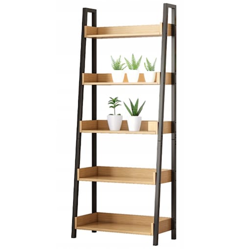 Regałna książki segregatory drabinka dębowy czarny do biura salonu loft