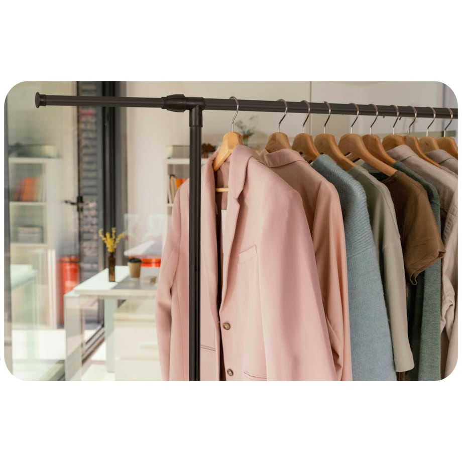 Wieszak na ubrania stojący stojak podwójny kółka Massido