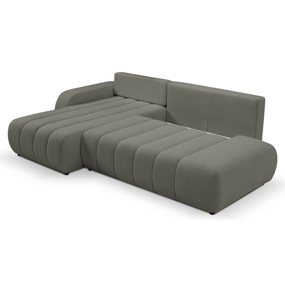 Narożnik z funkcją spania ALOO, lewostronny, tkanina boucle-szara