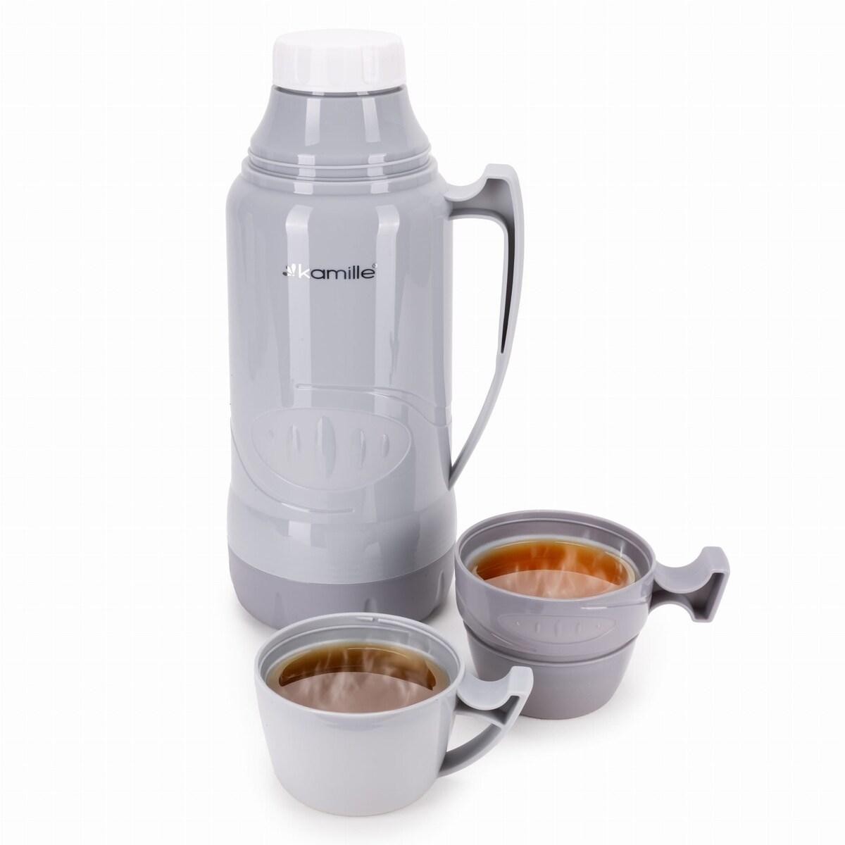 Termos ze szklanym wkładem uchwytem i kubeczkami 1.8L KAMILLE