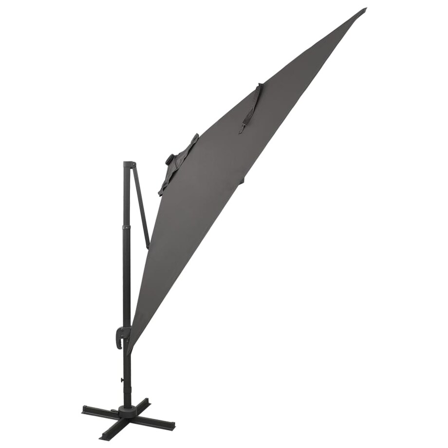 vidaXL Parasol wiszący z lampkami LED i słupkiem, antracytowy, 300 cm