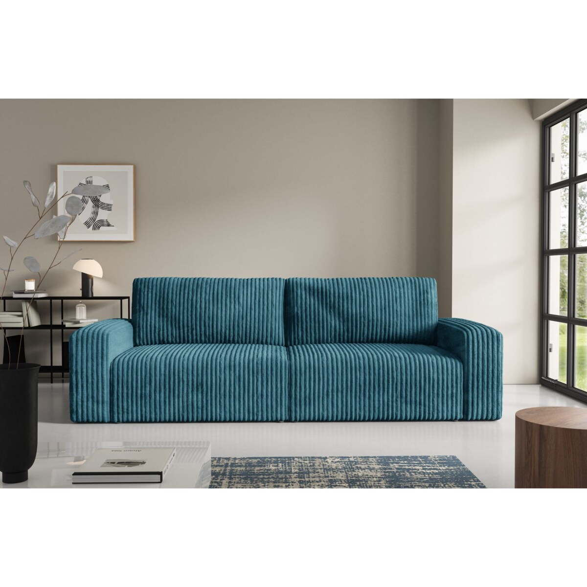 Sofa FANO z bokami funkcja spania sztruks Kolor: TILIA 75