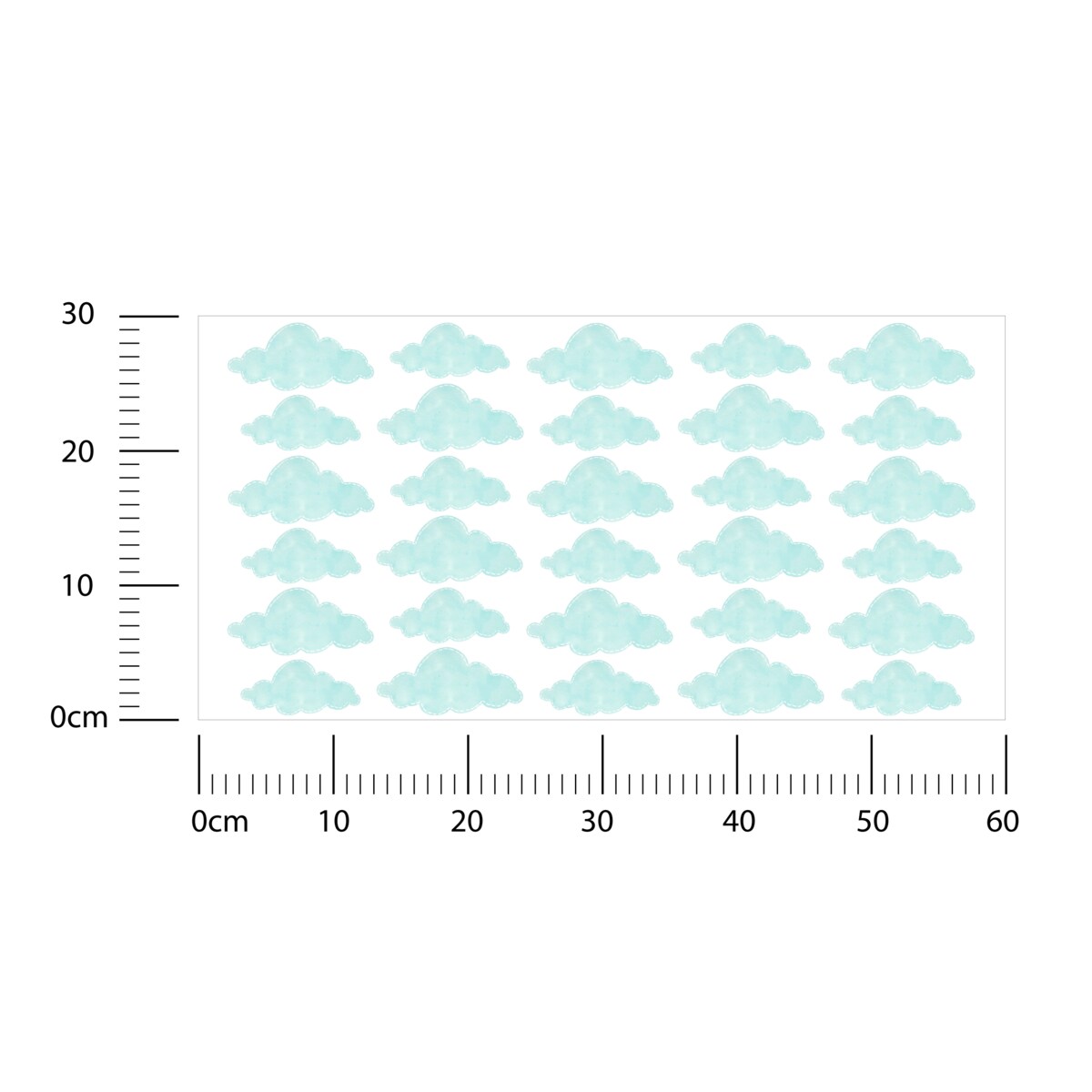 Naklejki Dla Dzieci Turkusowe Chmurki Pastelowe Chmury Styl Boho Zestaw 60x30cm