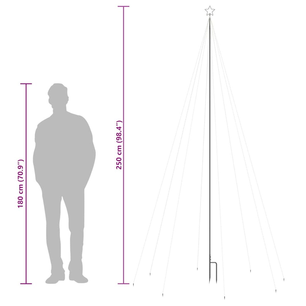 vidaXL Choinka z lampek ułożonych w wodospad, 400 diod LED, 2,5 m