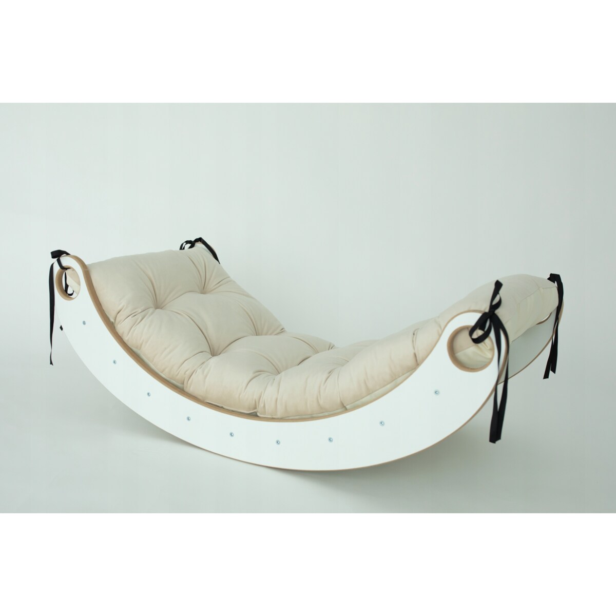 Bujak Mały DREWNIANY + Zjeżdżalnia + Ścianka + Poduszka welurowa Beżowa CE