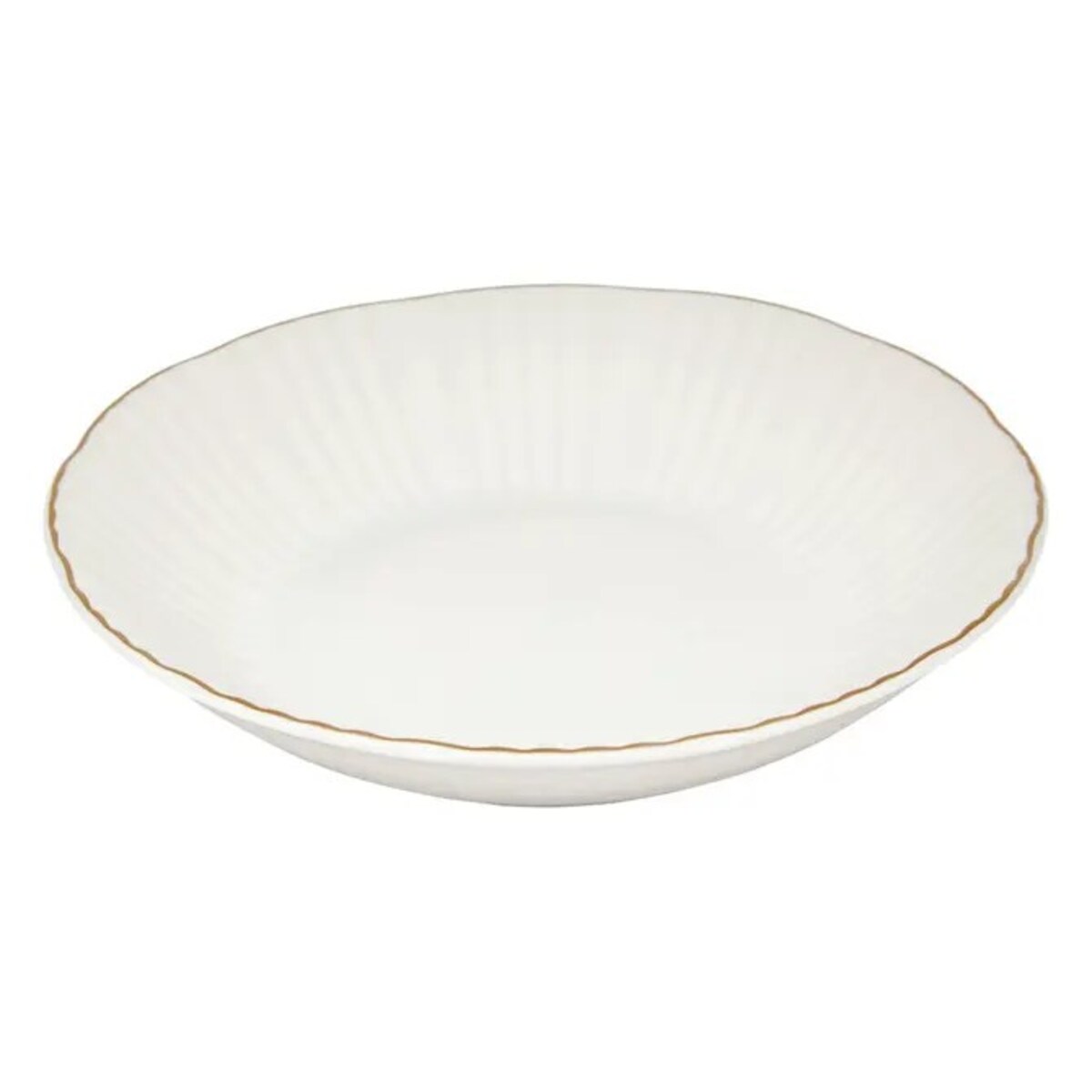 Komplet 6 porcelanowych talerzy głębokich, białe ze złotem, Daphné, 20,5 cm