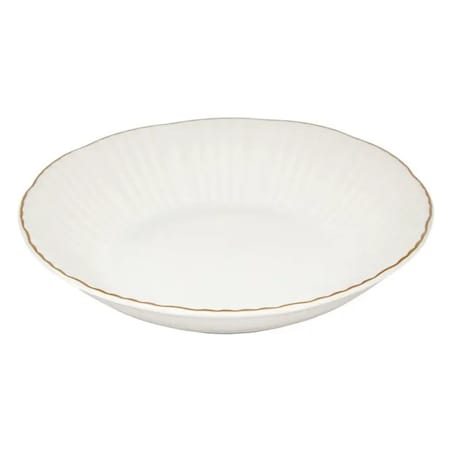 Komplet 6 porcelanowych talerzy głębokich, białe ze złotem, Daphné, 20,5 cm