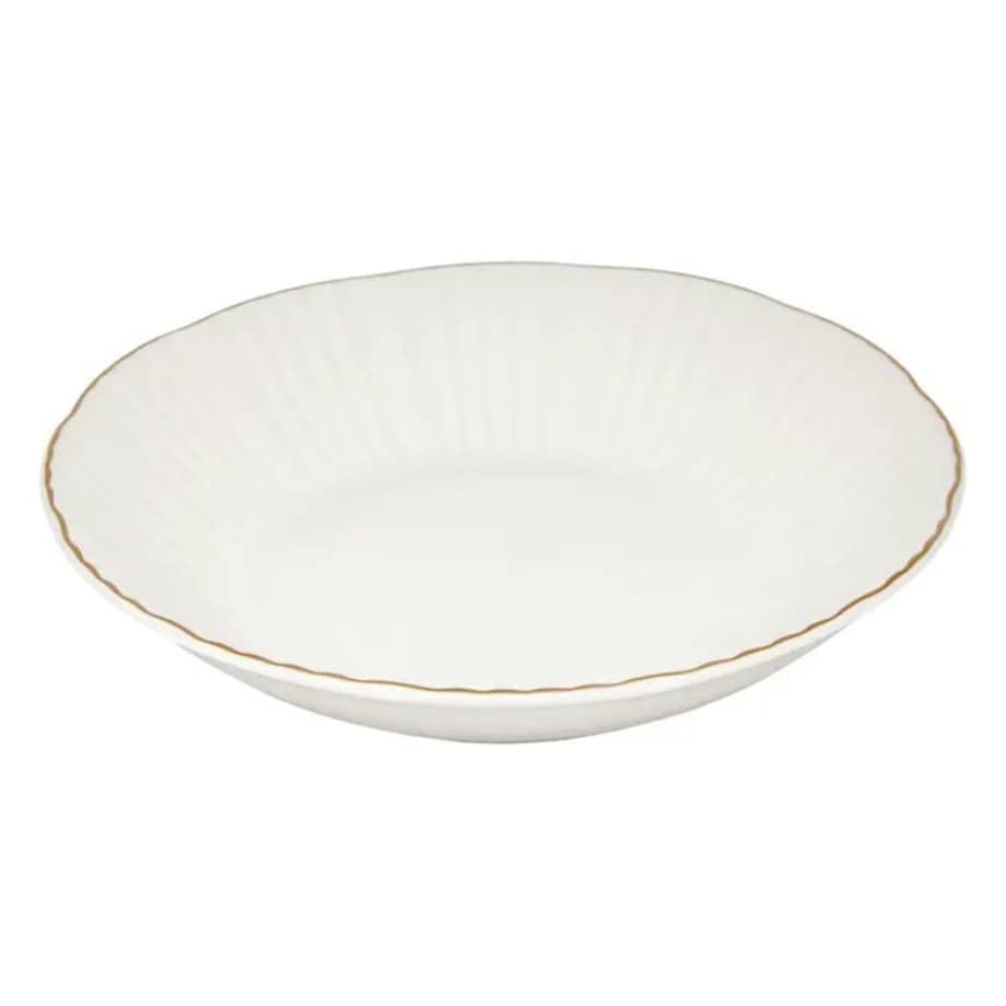 Komplet 6 porcelanowych talerzy głębokich, białe ze złotem, Daphné, 20,5 cm