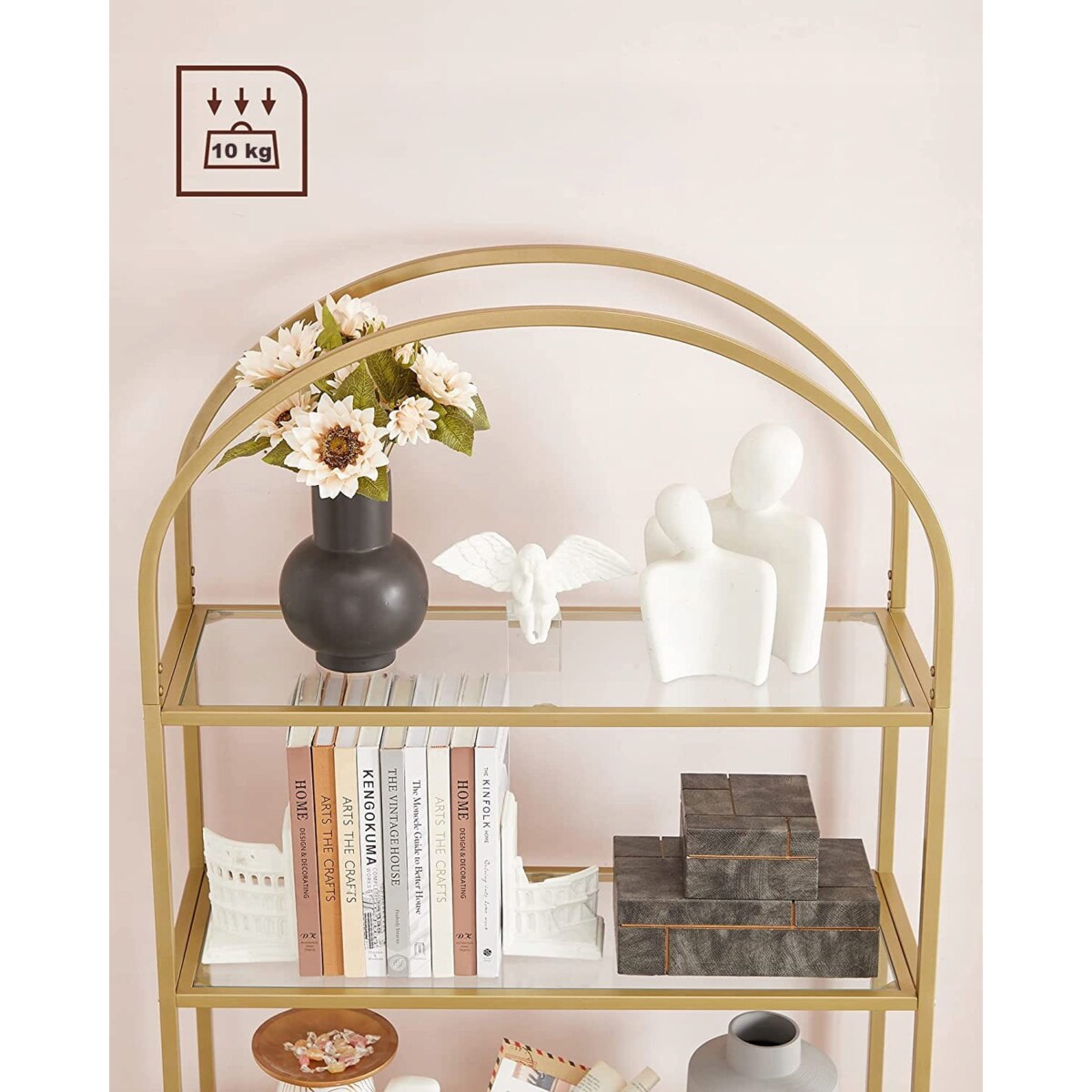 Regał 83X30,2X183,5 Cm Złoty, Przezroczysty