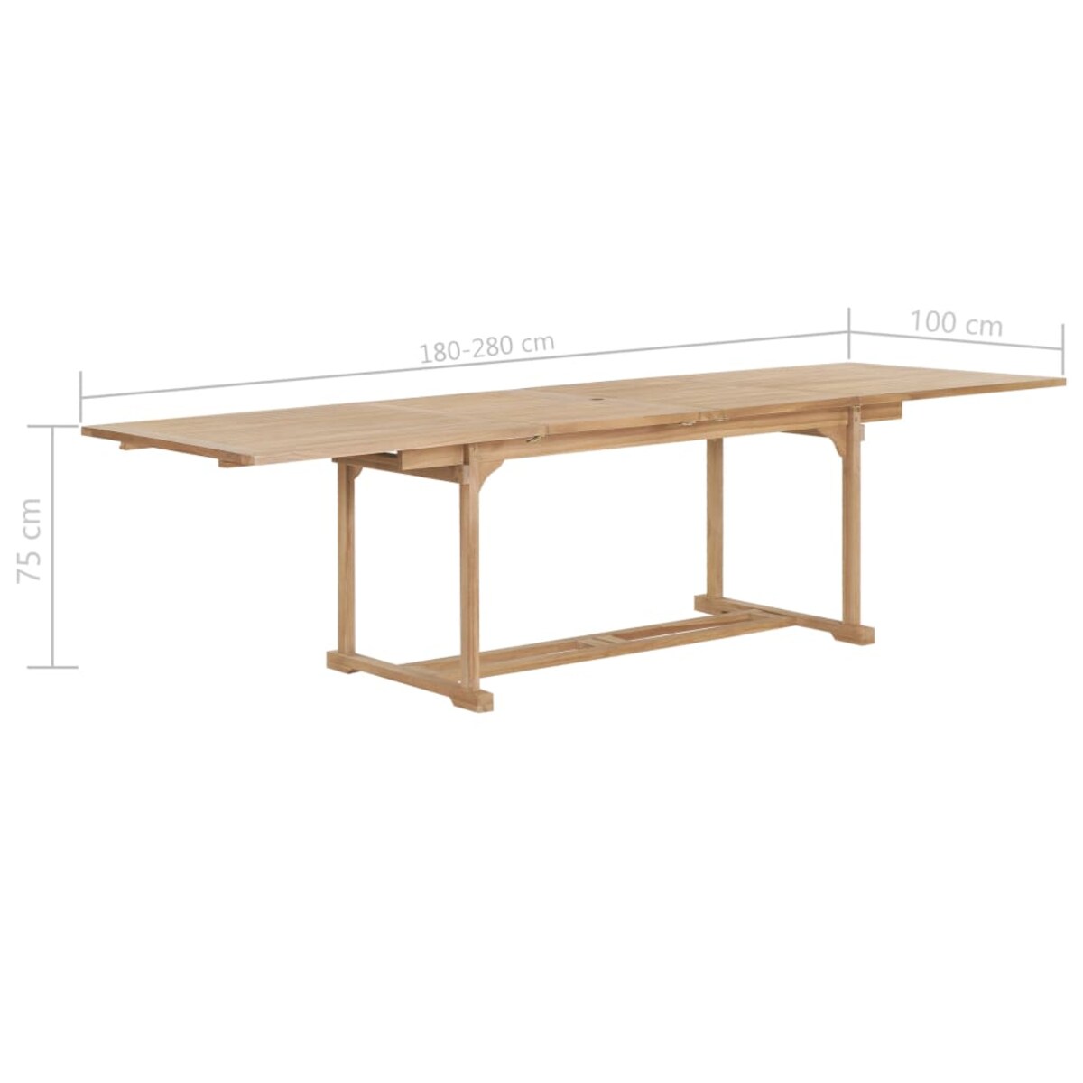 vidaXL Rozkładany stół ogrodowy, 180-280x100x75 cm, lite drewno tekowe