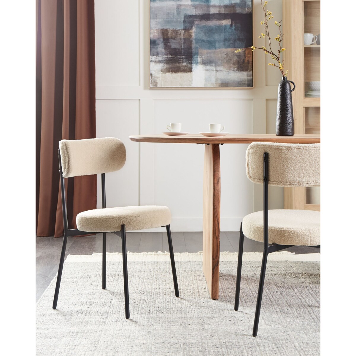 Zestaw 2 krzeseł do jadalni ALLISON Boucle Jasnobeżowy