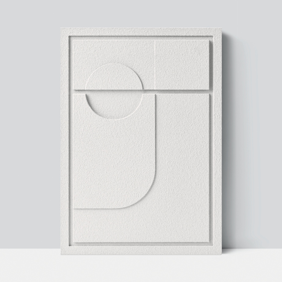 Obraz 3D 35x50cm Geometric II – Dekoracja Ścienna z Tynku Naturalnego, Bianco Minimalistyczny Relief