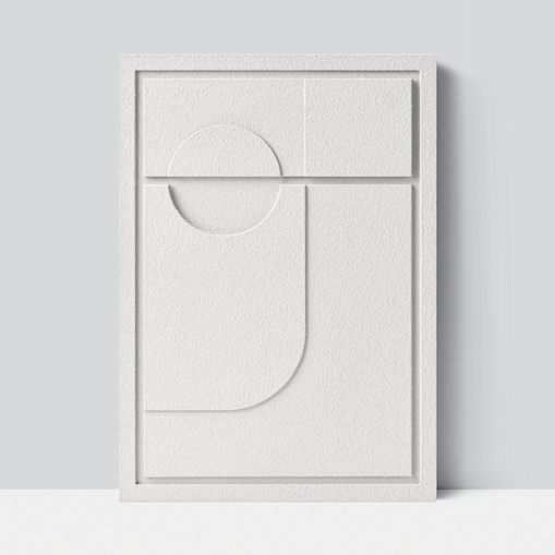 Obraz 3D 35x50cm Geometric II – Dekoracja Ścienna z Tynku Naturalnego, Bianco Minimalistyczny Relief