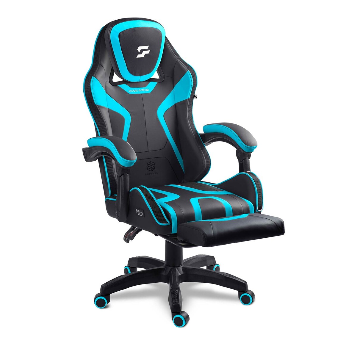 Fotel gamingowy obrotowy dla gracza podnóżek Sofotel Specter czarno-niebieski