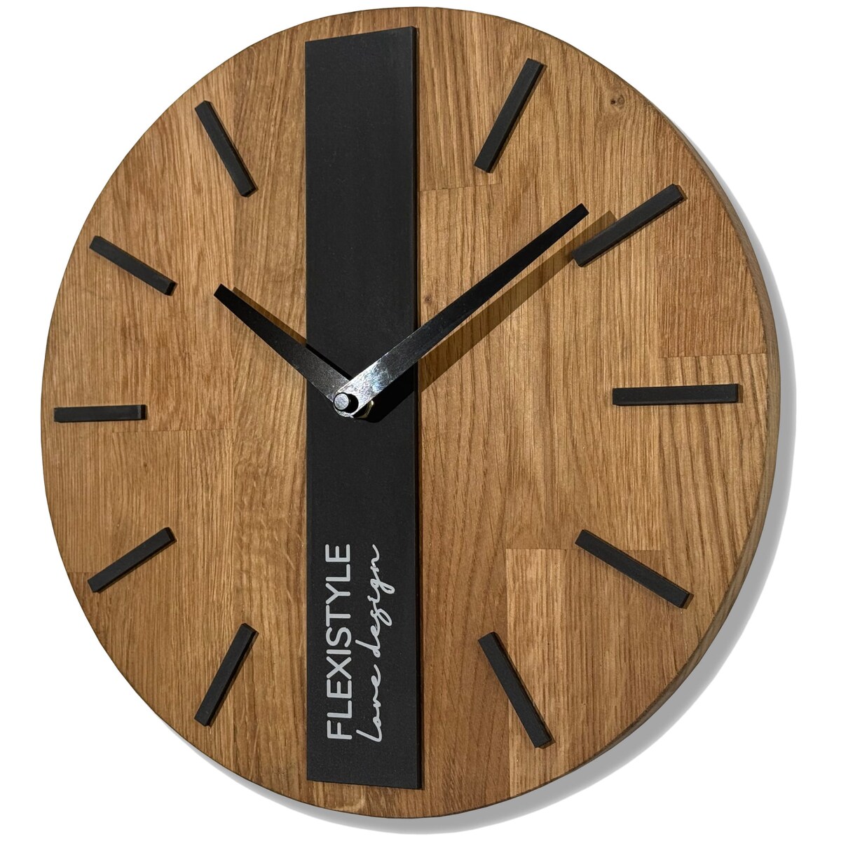 Drewniany zegar na ścianę Dąb Klasyk 30cm czarny