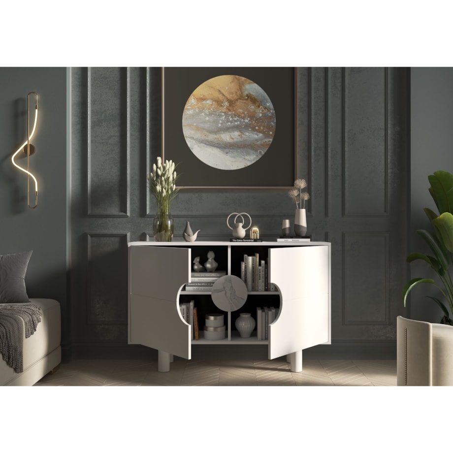 Nowoczesna komoda z marmurem Dancan ZOE 2D / kolor biały / szer. 140 cm