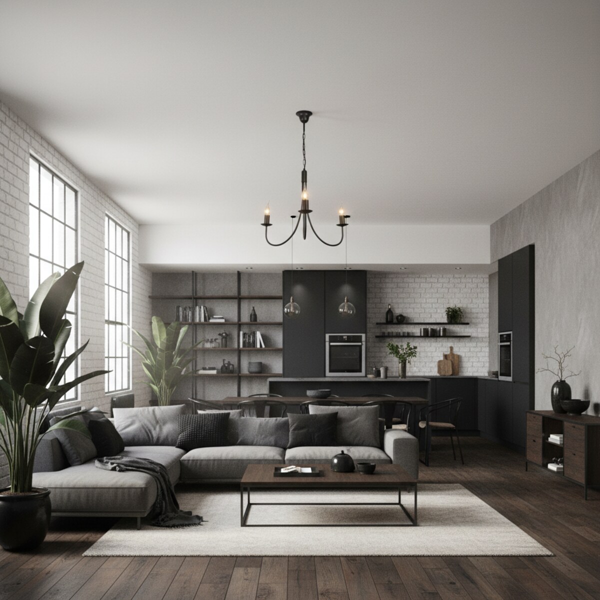 czarna lampa wisząca sufitowa 3 punktowa edylit loft do salonu