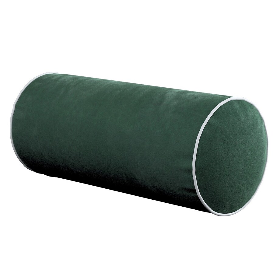 Poduszka wałek prosty z lamówką, ciemny zielony, Ø16 x 40 cm, Velvet