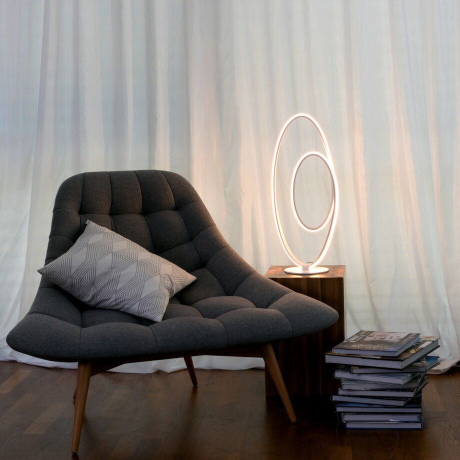 Biurkowa LAMPA stojąca ODRIVE 3153623 Nave metalowa LAMPKA stołowa okrągła LED 30W 3000K spirala biała