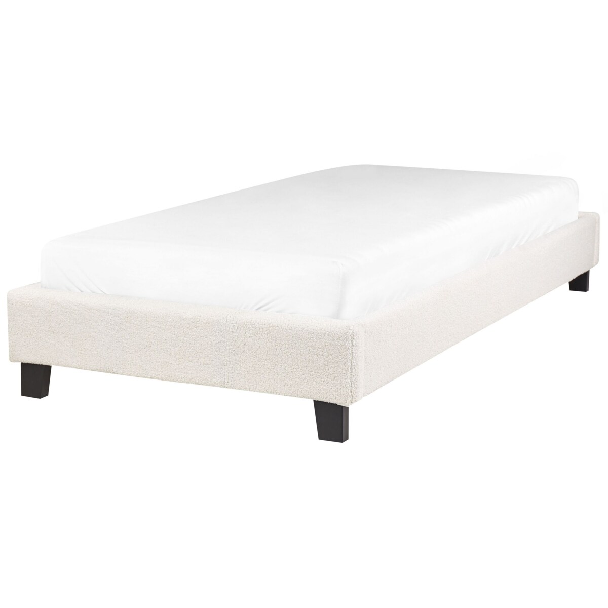 Łóżko bez zagłówka Boucle ROANNE 90 x 200 cm Kremowy