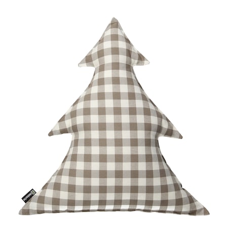 Poduszka Choinka 38x40cm, beżowo-biała kratka (1,5x1,5cm), 38x40x8cm, Quadro
