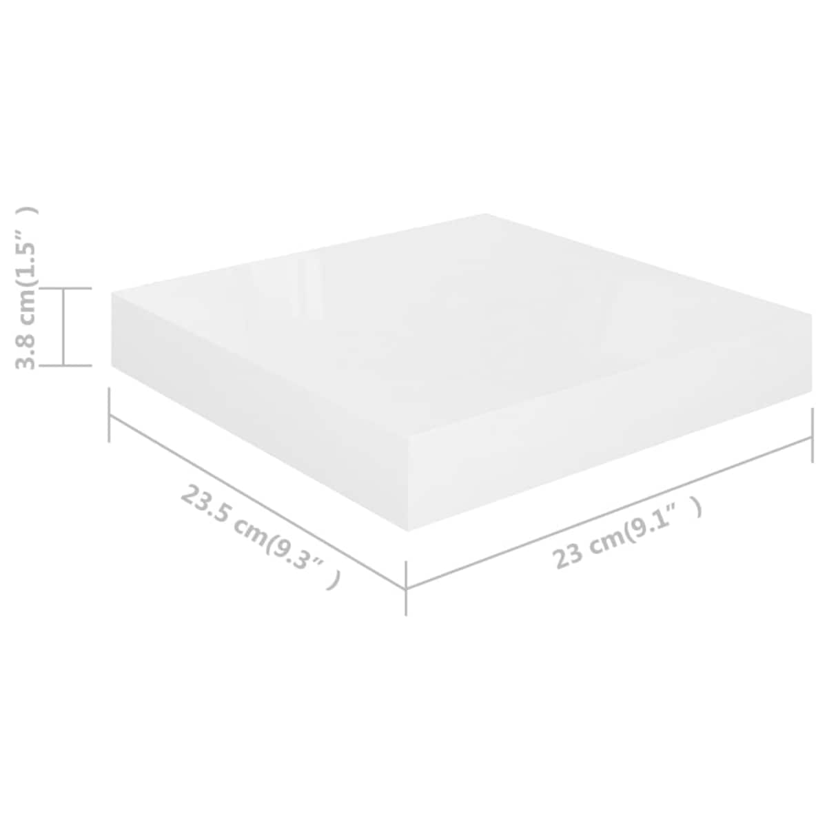 vidaXL Półka ścienna, biała, wysoki połysk, 23x23,5x3,8 cm, MDF
