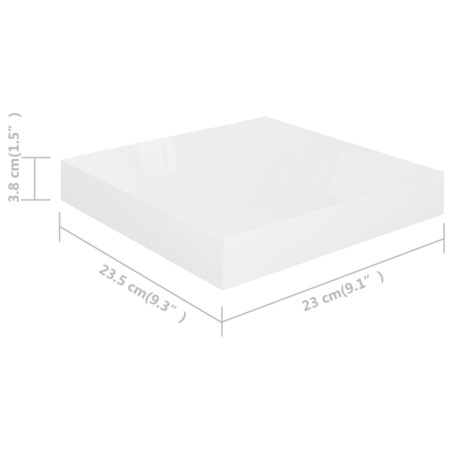 vidaXL Półka ścienna, biała, wysoki połysk, 23x23,5x3,8 cm, MDF