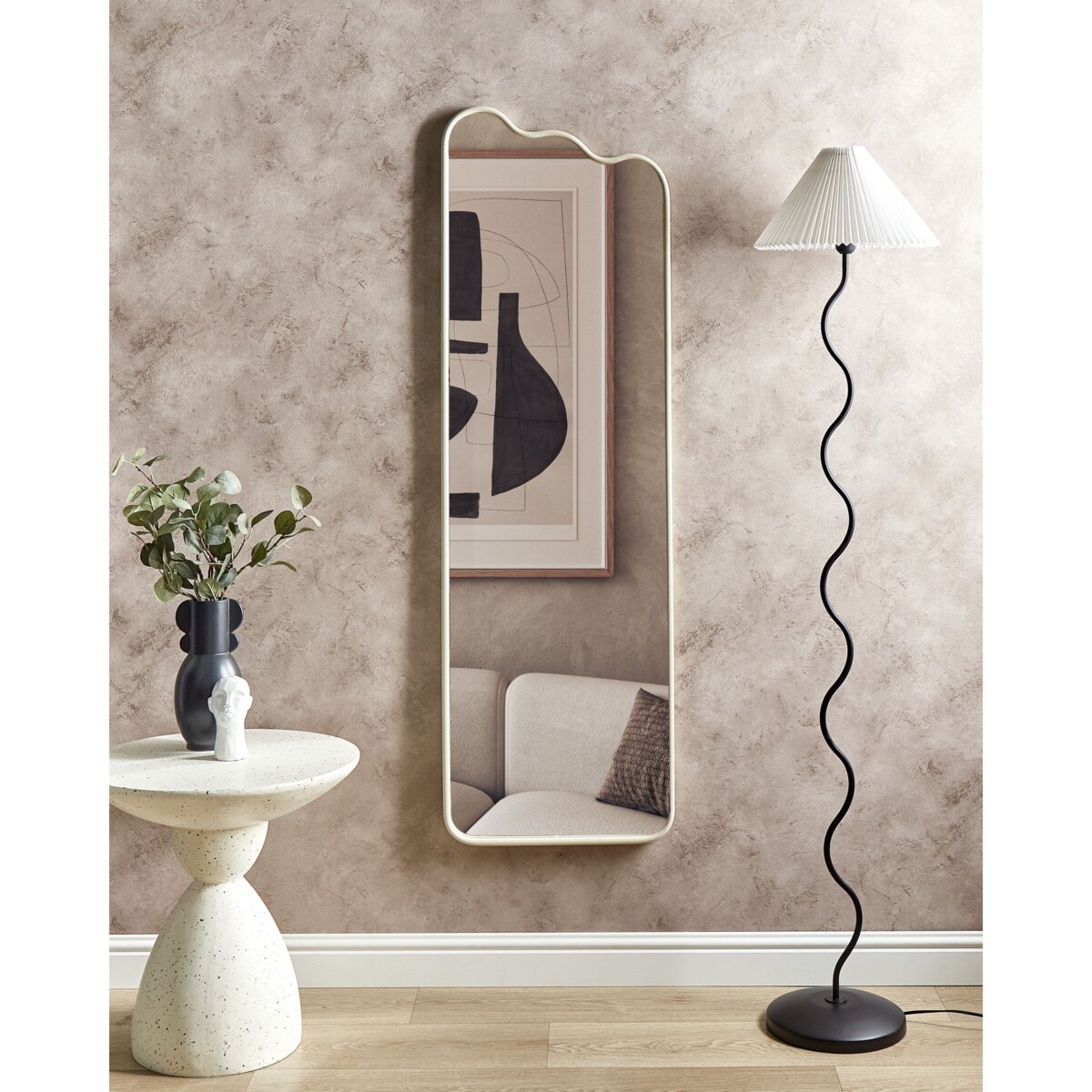 Lustro ścienne ABZAC 45 cm 145 cm Metal Złamana biel