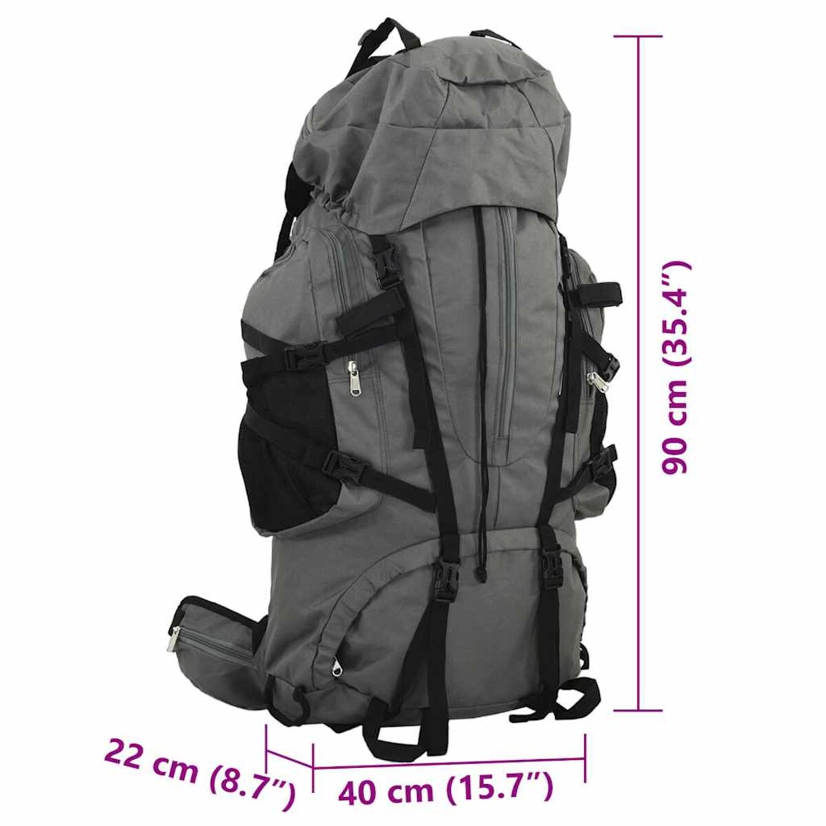 vidaXL Plecak turystyczny, szary, 100 L, tkanina Oxford