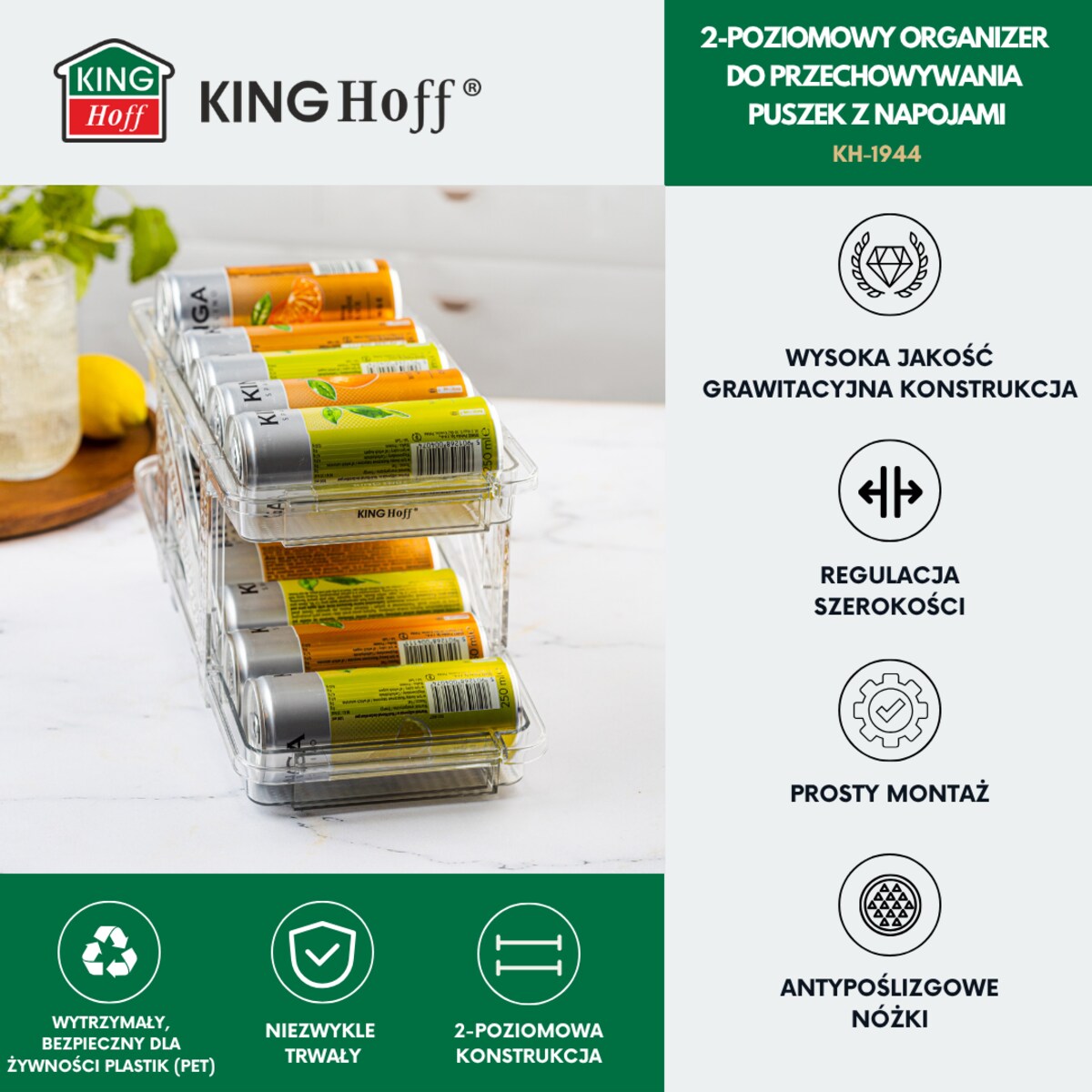 Organizer do przechowywania puszek 2-poziomowy na puszki KINGHOFF
