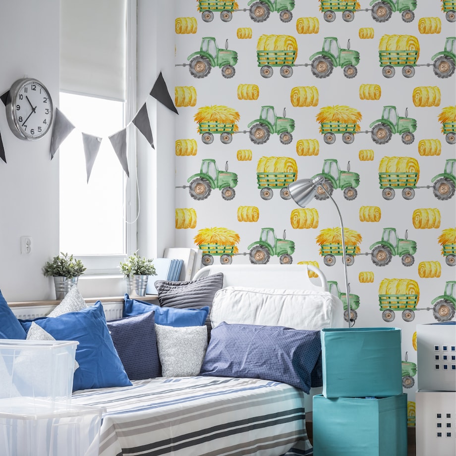 Tapeta Dziecięca TRAKTORY Malowane Akwarelą