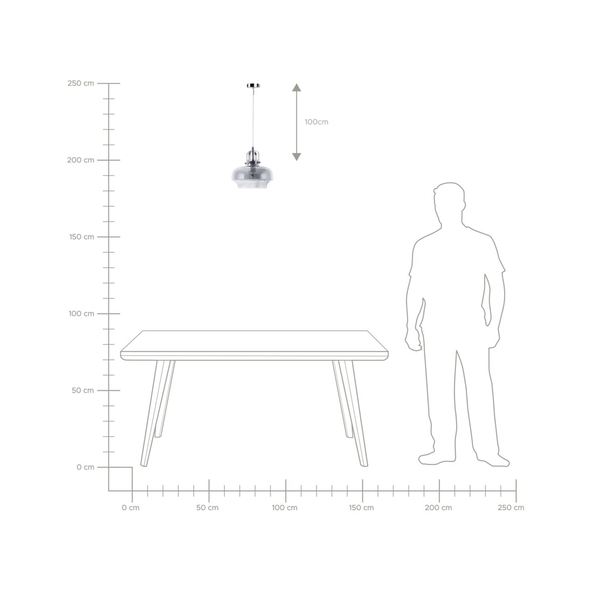 Lampa wisząca szklana szara WILTZ