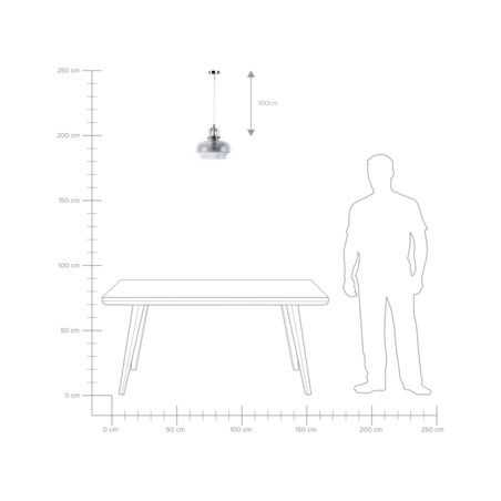 Lampa wisząca szklana szara WILTZ