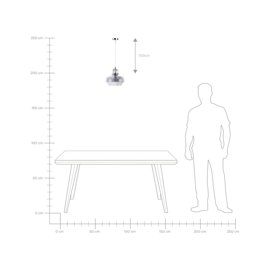 Lampa wisząca szklana szara WILTZ