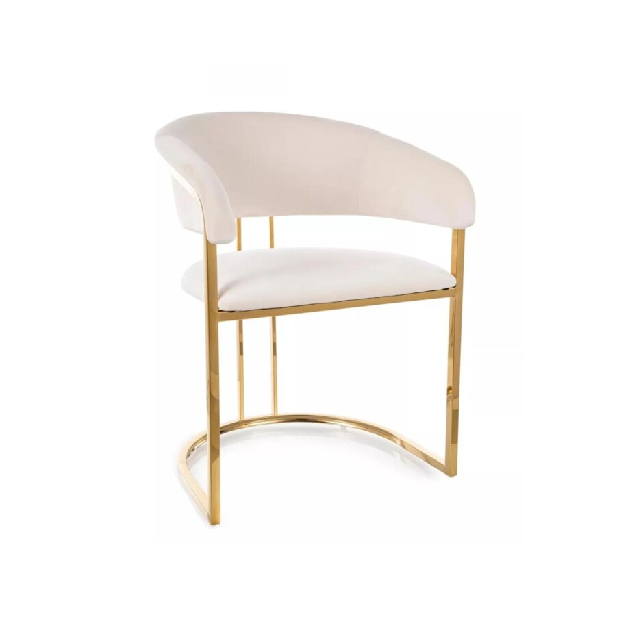 Krzesło tapicerowane TULIPE VELVET jasnobeżowe