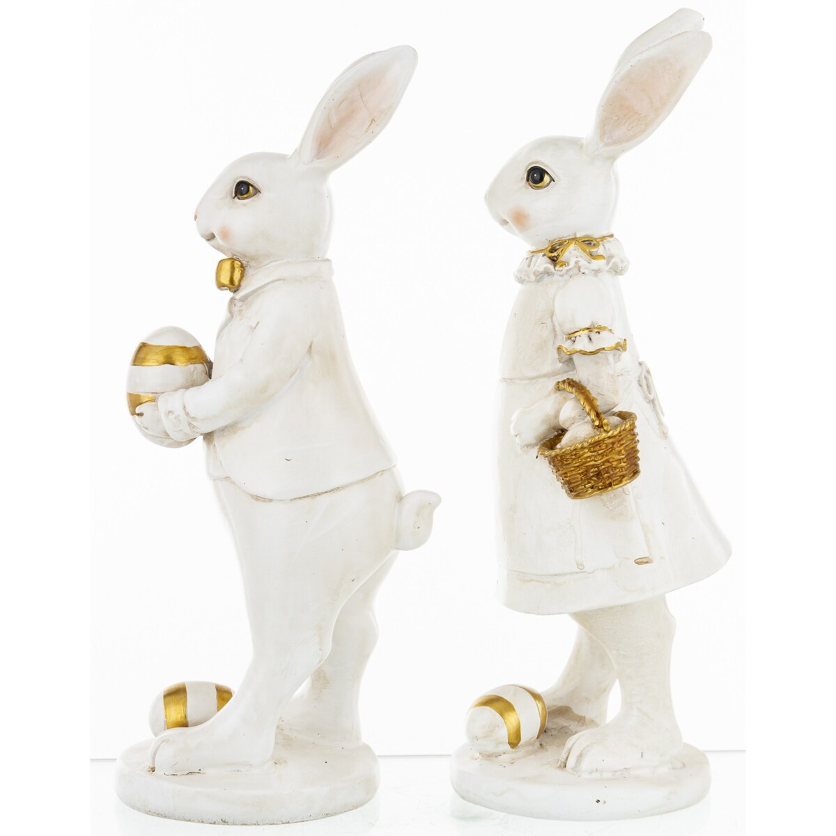 Dekoracja - króliczątko z pisanką i na pisance 13,5x9x9 cm BIELACZEK