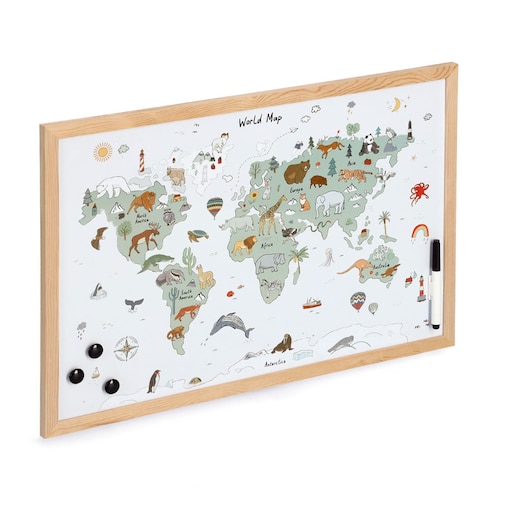 Tablica magnetyczna, mapa świata, 60 x 40 cm, metal