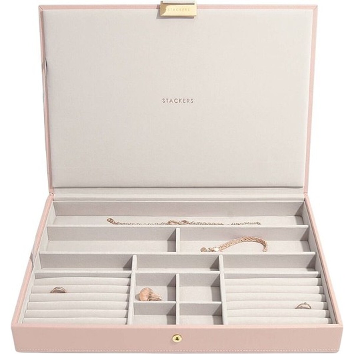 Szkatułka na biżuterię Stackers supersize różowo-szampańska z pokrywką