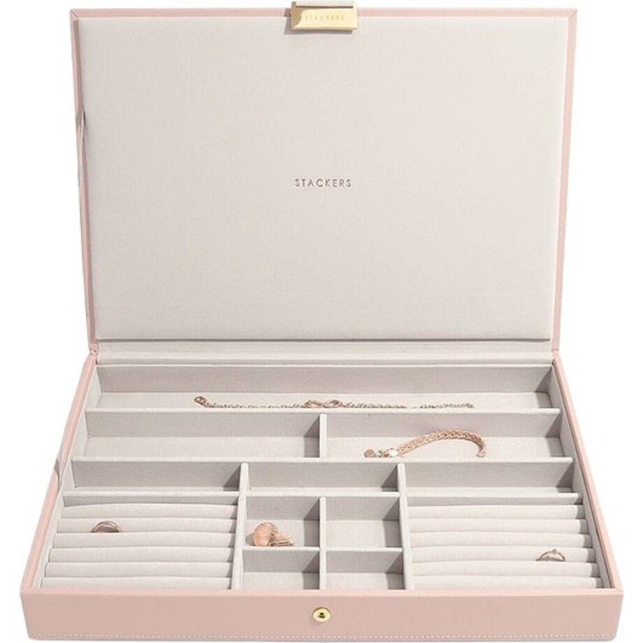 Szkatułka na biżuterię Stackers supersize różowo-szampańska z pokrywką