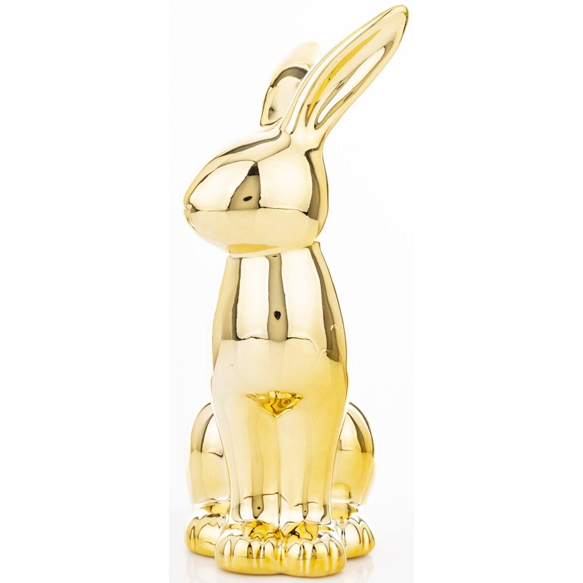 Dekoracja - siedzący złoty królik 23,5x14x8,5 cm medium