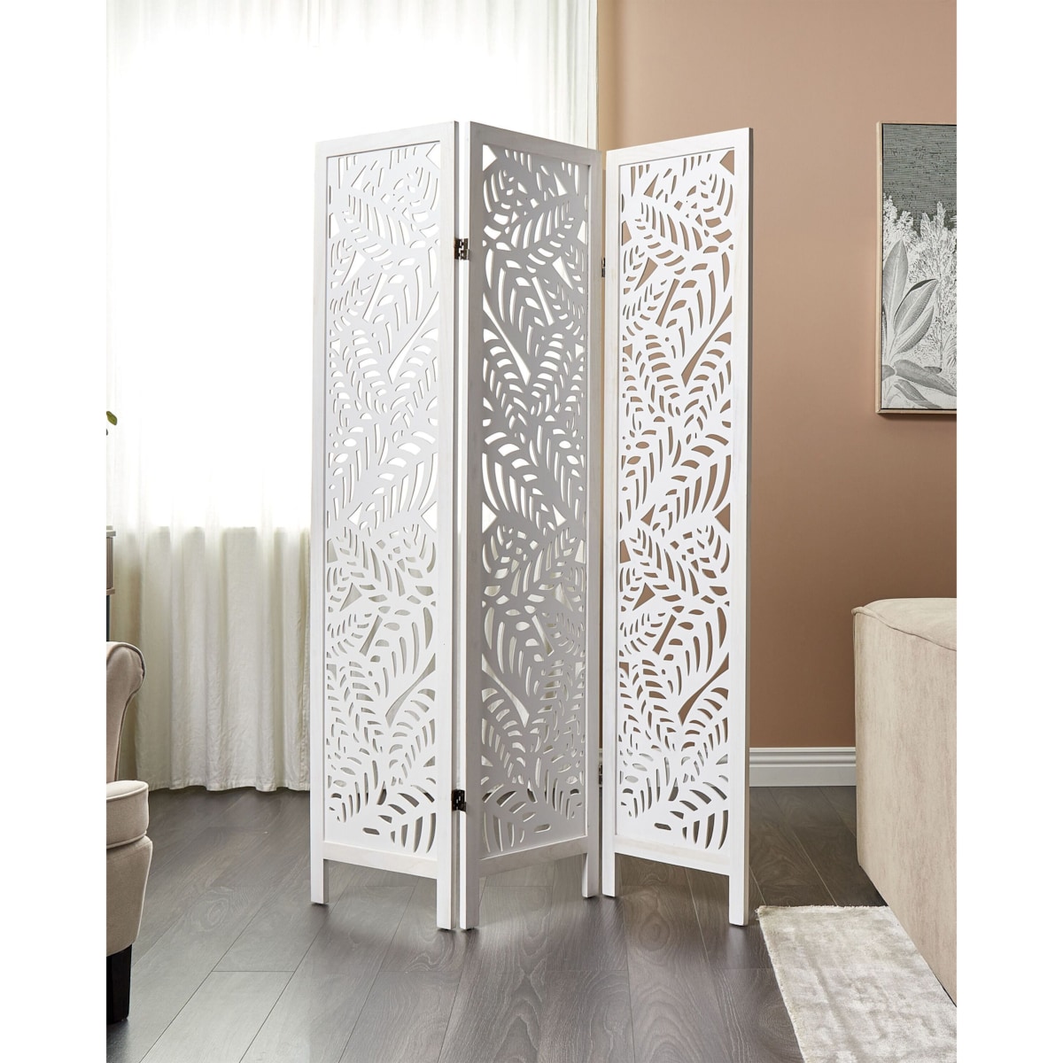 3-panelowy parawan pokojowy MELAGO Biały 122 cm 170 cm