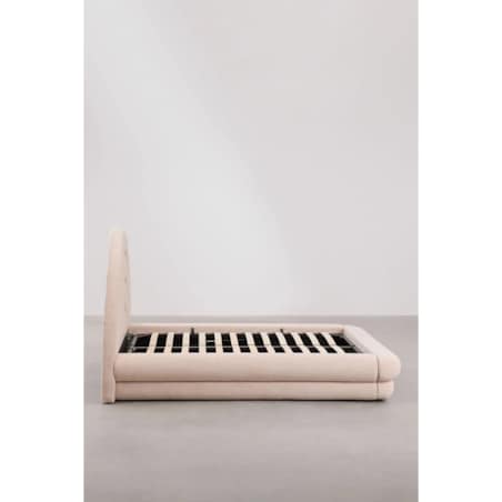 Łóżko z pojemnikiem na pościel, bouclé, blady róż Borzensi, 160x200 cm